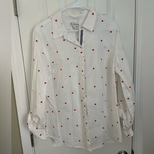 Kim Rogers White Shirt with Red Accents